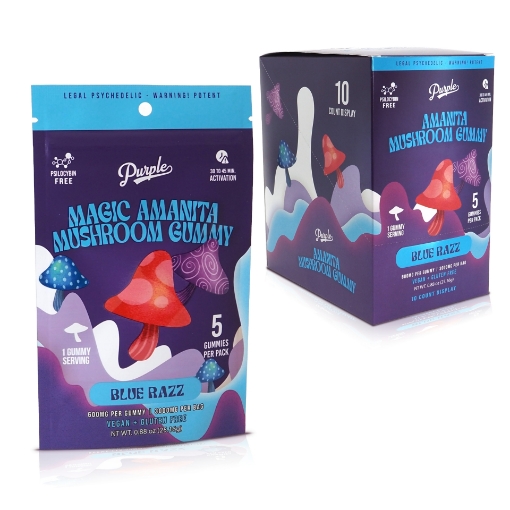 Purple Magic Amanita Mushroom Gummies 3000mg - Blue Razz