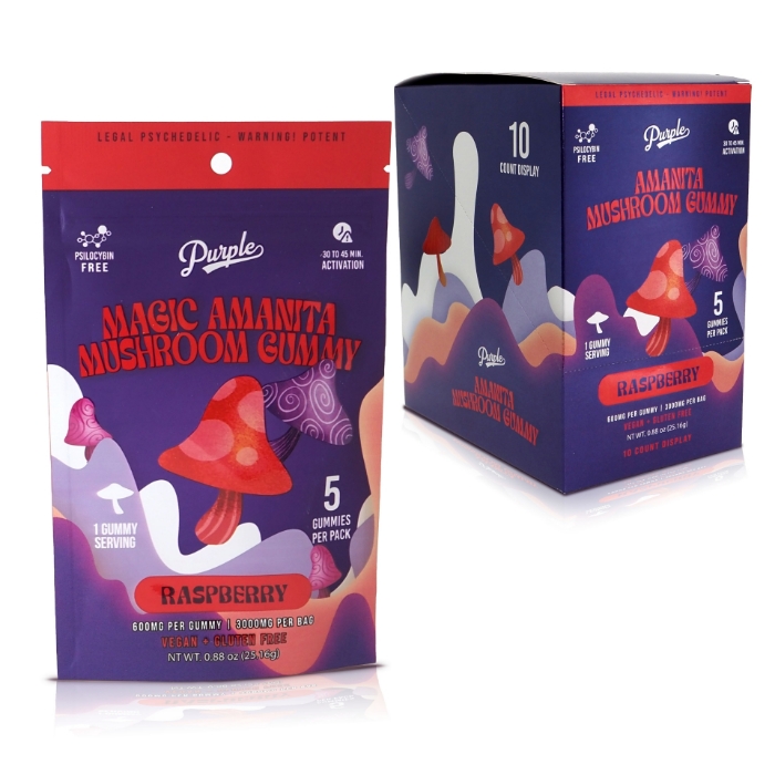Purple Magic Amanita Mushroom Gummies 3000mg - Raspberry