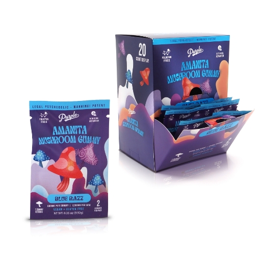 Purple Magic Amanita Mushroom Gummies 1200mg - Blue Razz