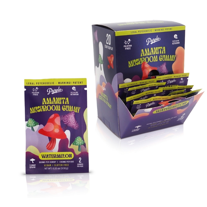 Purple Magic Amanita Mushroom Gummies 1200mg - Watermelon