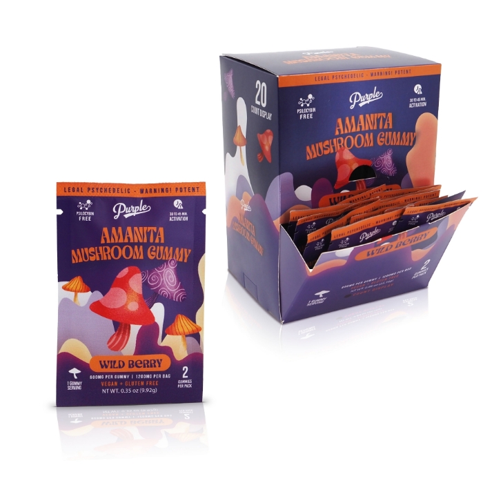 Purple Magic Amanita Mushroom Gummies 1200mg - Wild Berry