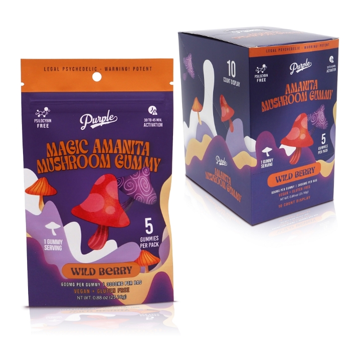 Purple Magic Amanita Mushroom Gummies 3000mg - Wild Berry