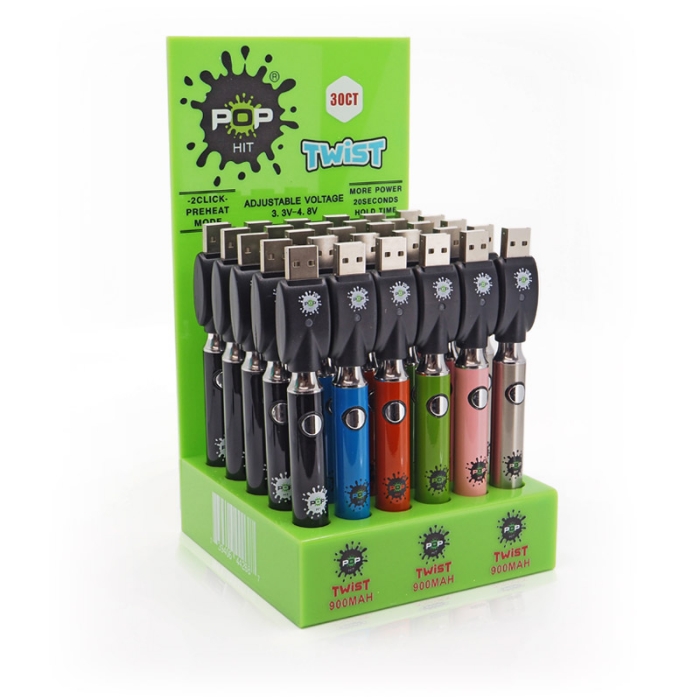 Pop Hit Twist 900mAh Variable Voltage Battery Pen - Assorted Colors
